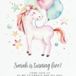 Loveable Unicorn Birthday Invitation Template free Greetings