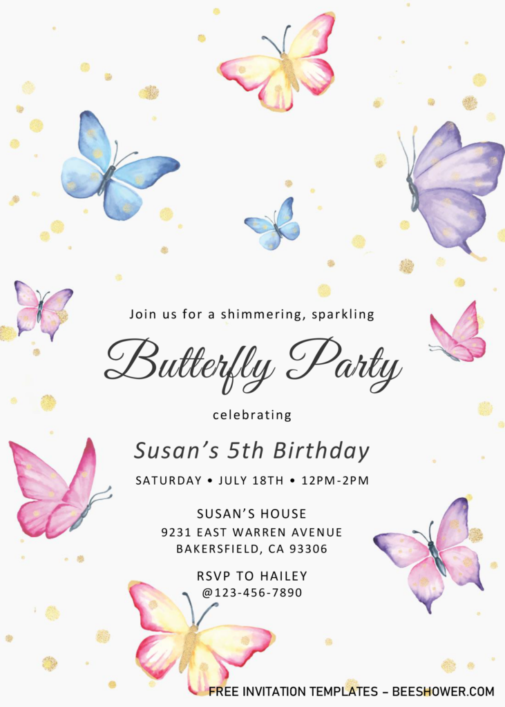 Magical Butterflies Baby Shower Invitation Templates Free 