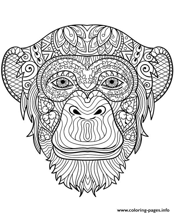 Mandala Monkey Africa Adult Coloring Page Printable