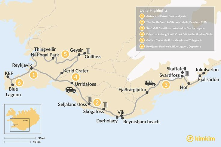 Map Of Best Of Iceland s South Coast Golden Circle 6 Days Iceland