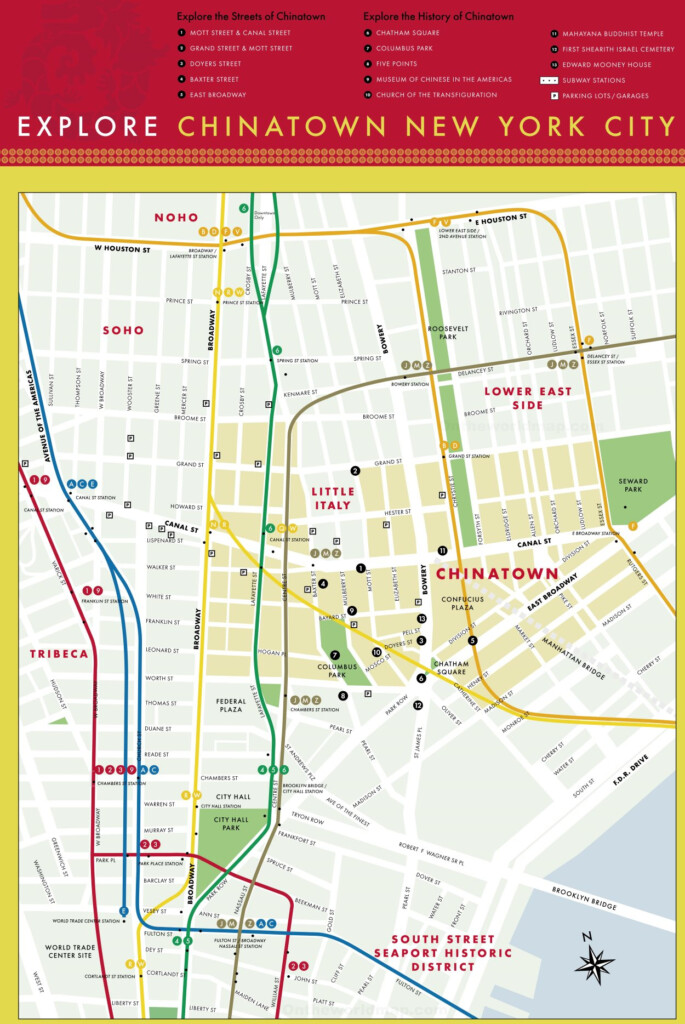 Map Of Chinatown Manhattan New York City 