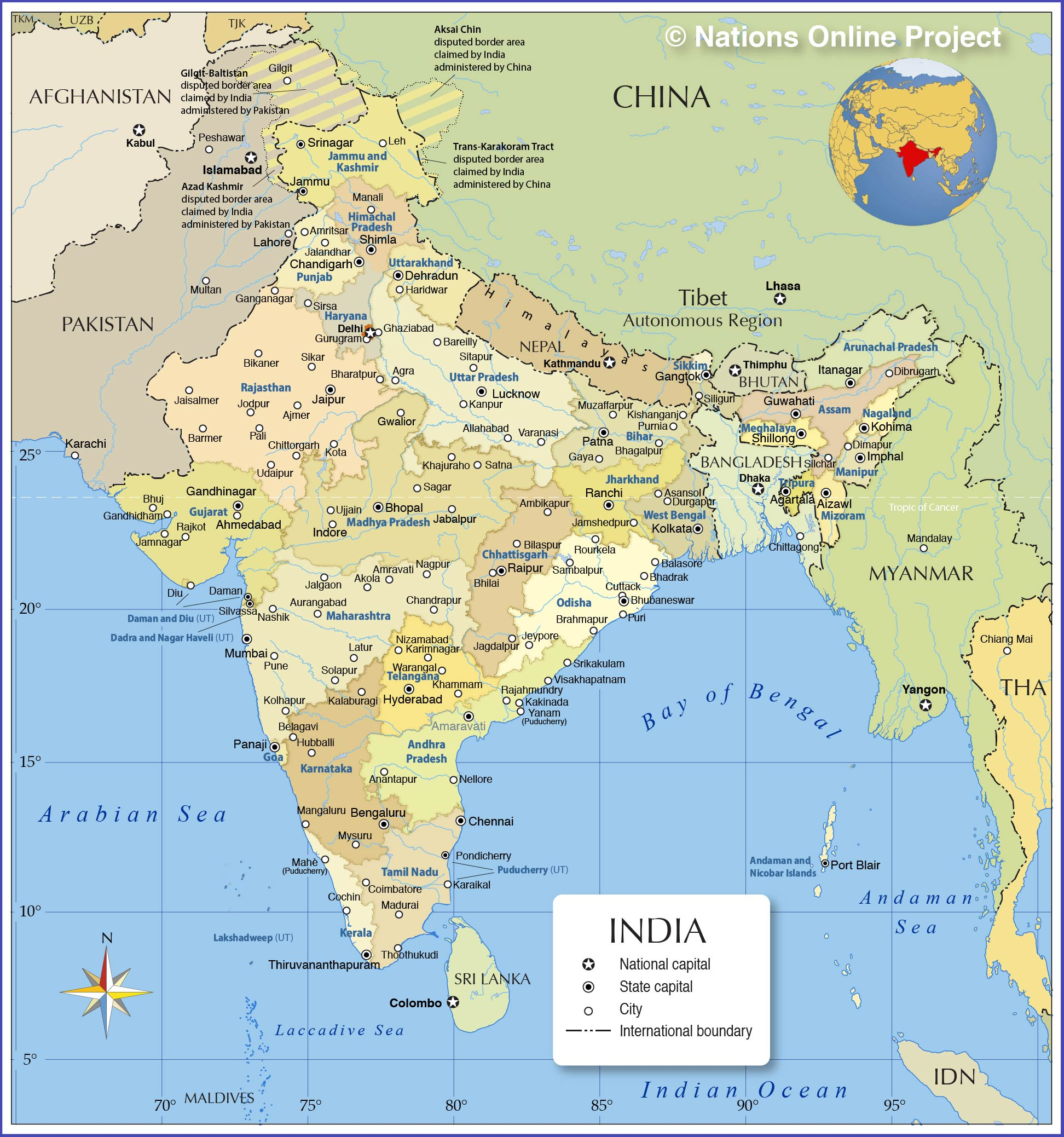 Map Of India Nations Online Project