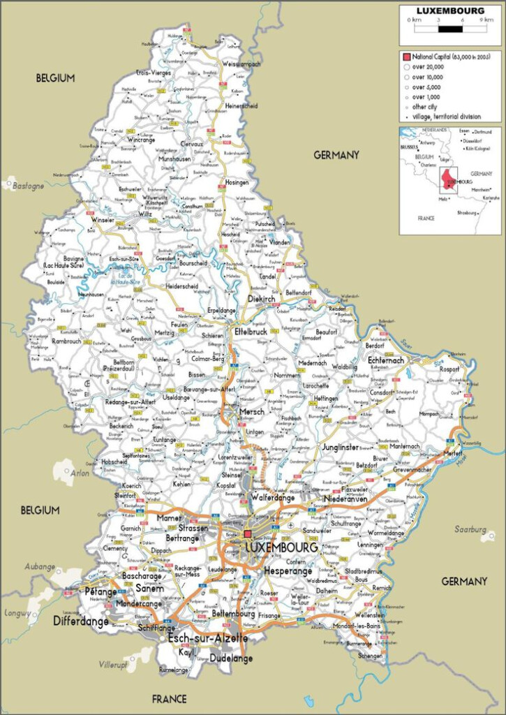 Map Of Luxembourg Physical Map Of Luxembourg WhatsAnswer In 2020 