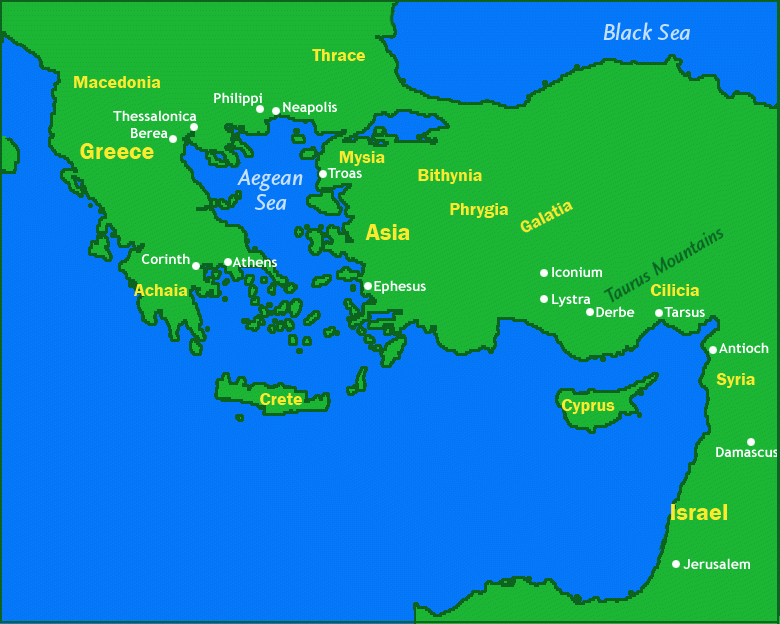 Map Of Paul s Journeys Sunday School Kids Korner BibleWise