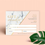 Marble Gold Gift Voucher Template Editable Salon Gift Card Etsy In