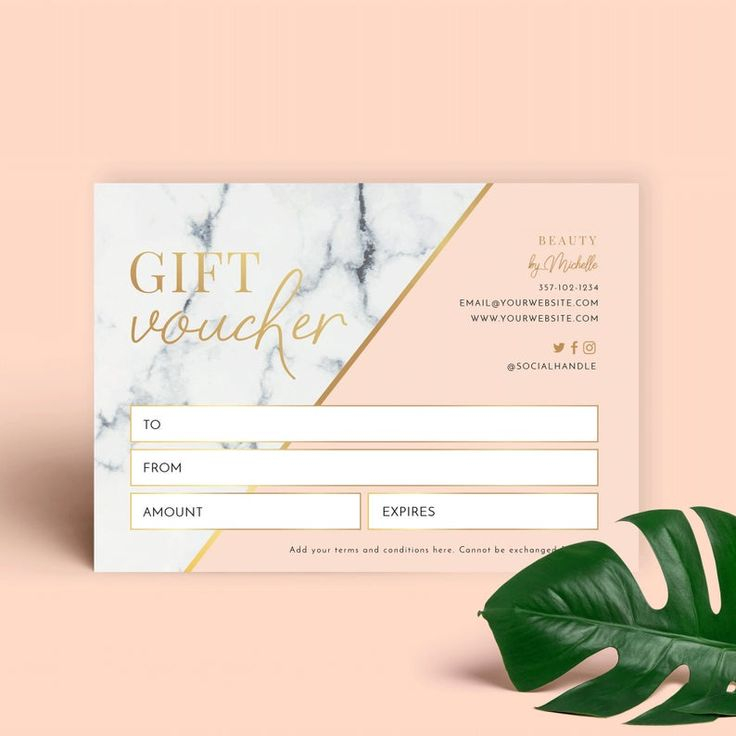 Marble Gold Gift Voucher Template Editable Salon Gift Card Etsy In