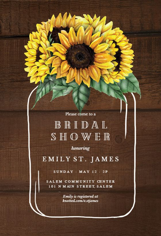 Mason Jar Wedding Invitation Templates Elegant Sunflower Invi 