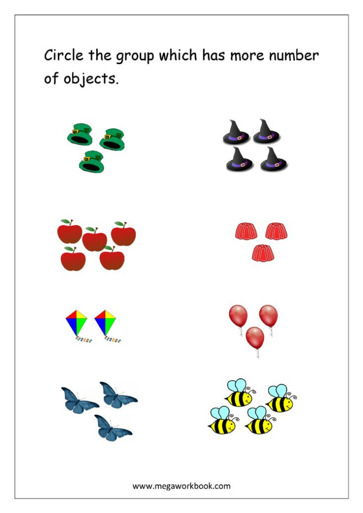 Math Worksheet Circle The Group With More Number Of Objects 1 To 5 