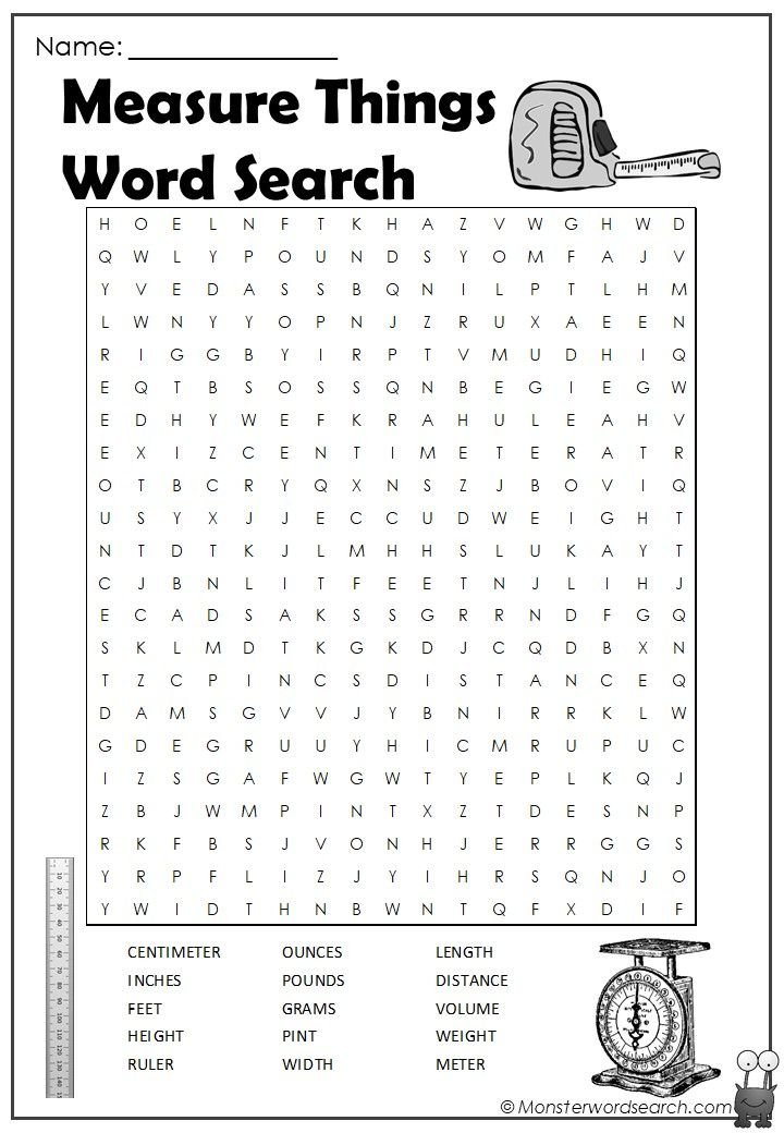 Measure Things Word Search Word Puzzles For Kids Word Find Word Search