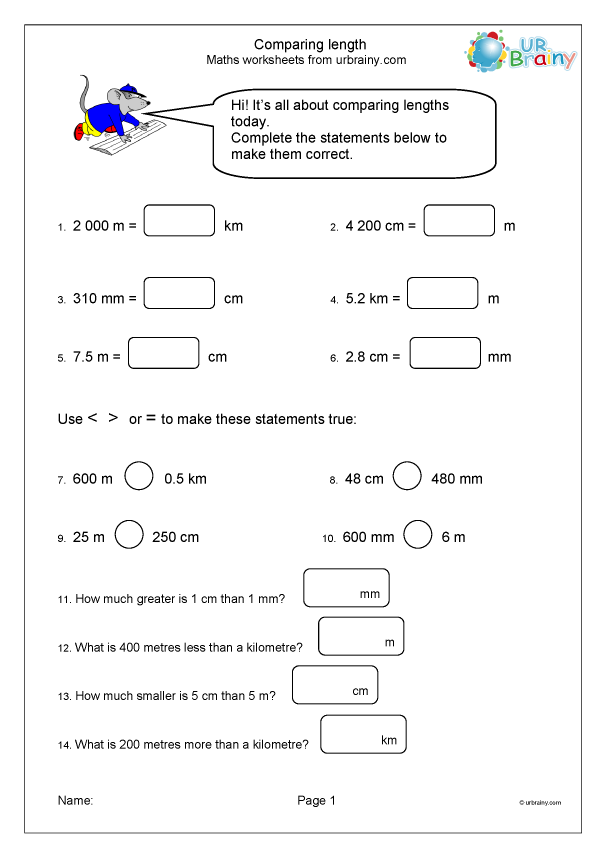 Measurement Comparing Length Measuring And Time Worksheets For Year 