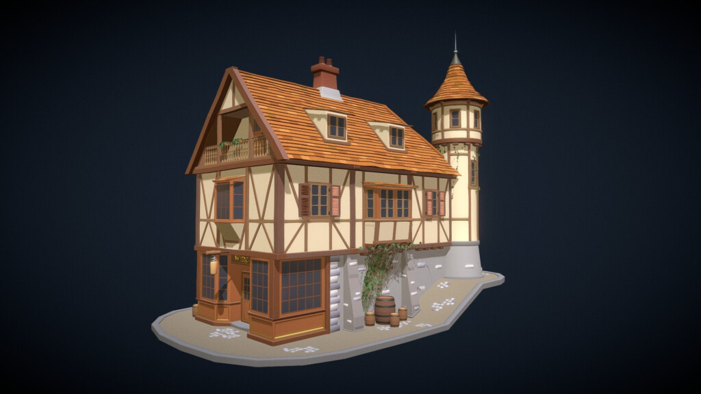 Medieval House And Wine Shop Download Free 3D Model By Don Dzen 