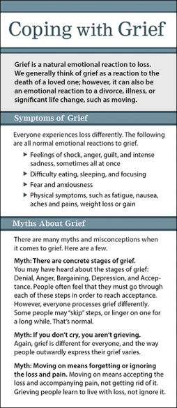 Mental Health Coping With Grief Rack Card Handout