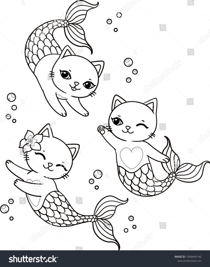 Mermaid Cat Coloring Page Youngandtae Mermaid Coloring Book 