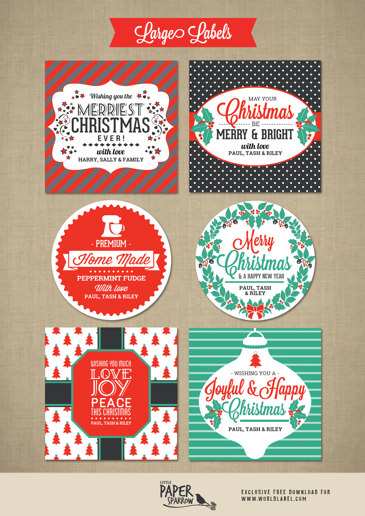 Merry Christmas Labels By Little Paper Sparrow Free Printable Labels