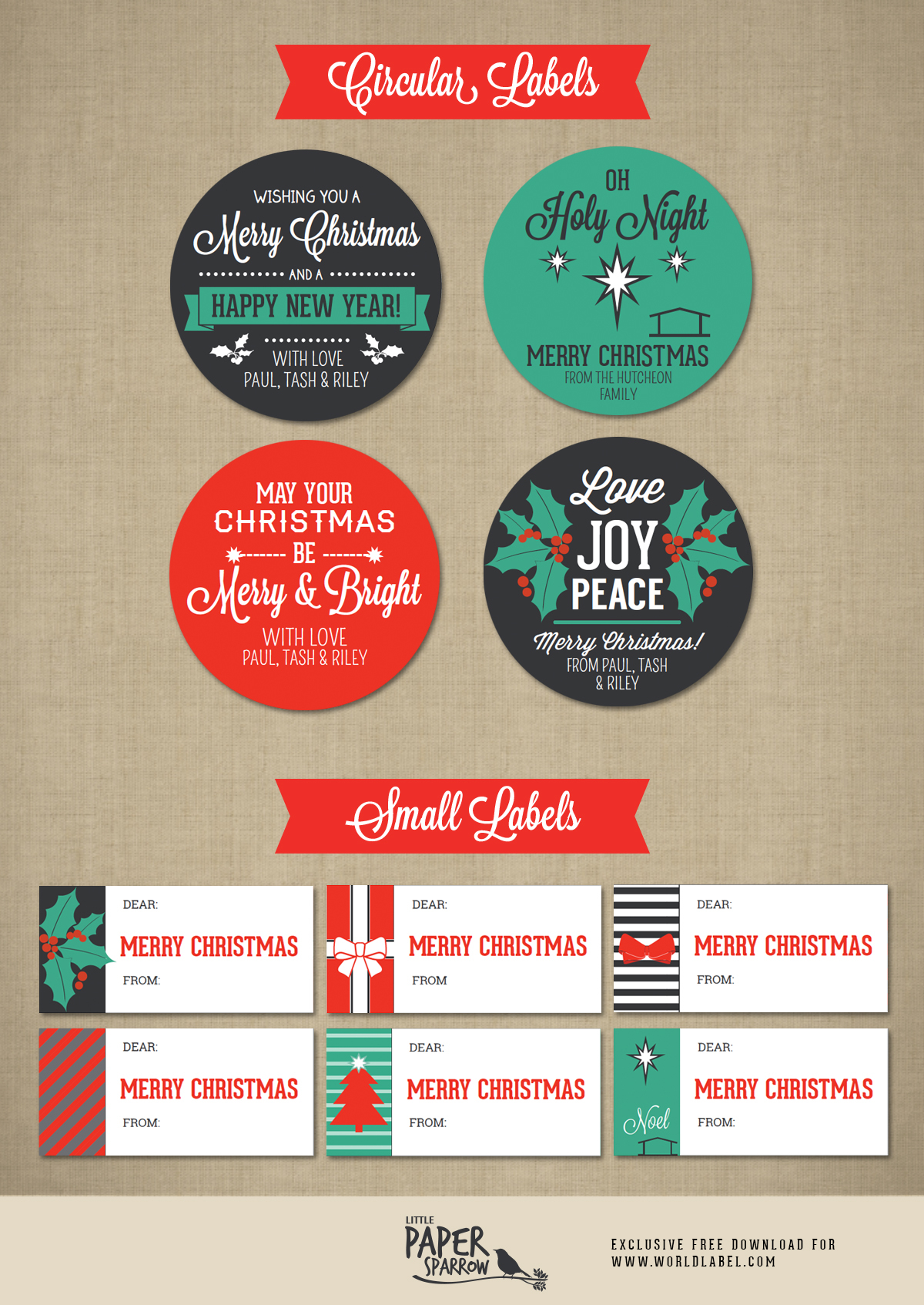 Merry Christmas Labels By Little Paper Sparrow Worldlabel Blog