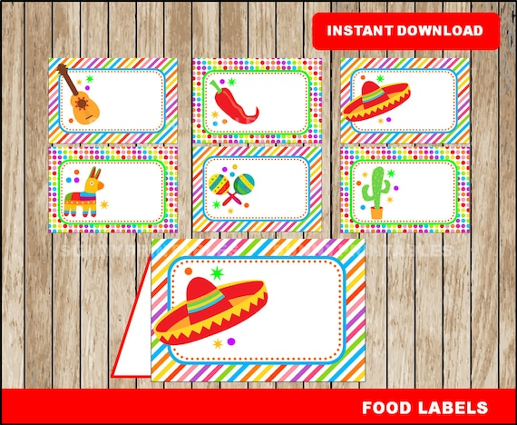 Mexican Fiesta Food Labels Printable Mexican Fiesta Tent