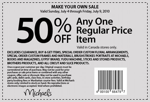 Michaels Canada Arts Crafts Store Coupon 50 Off One Regular Price 