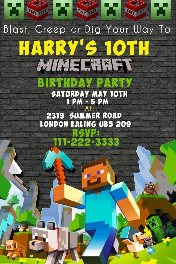 Minecraft Birthday Invitation Template Best Of Best 25 Minecraft 