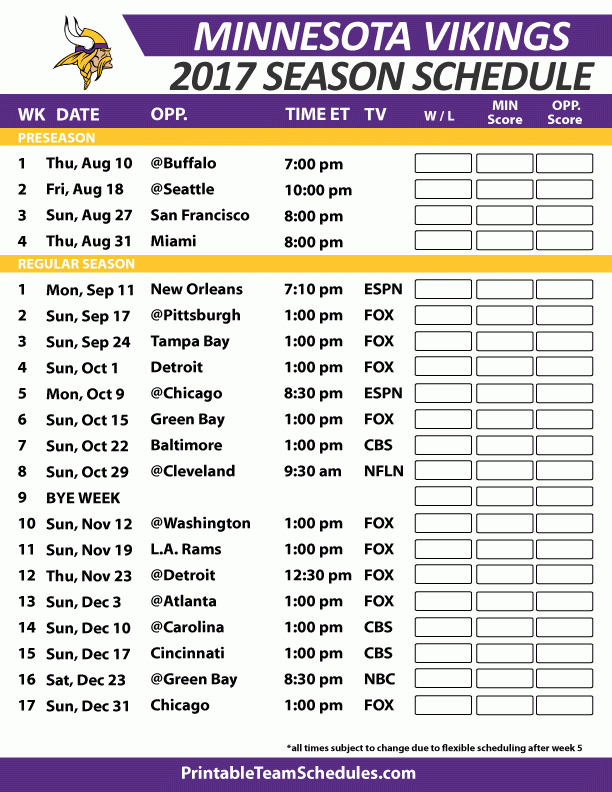Minnesotavikingsschedule