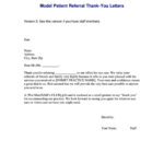 Model Patient Referral Thank You Letter Template Printable Pdf Download