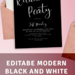 Modern Black And White Retirement Party Invitation Template Online Maker