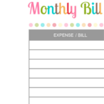 Monthly Bill Payment Log Printable Pdf Download