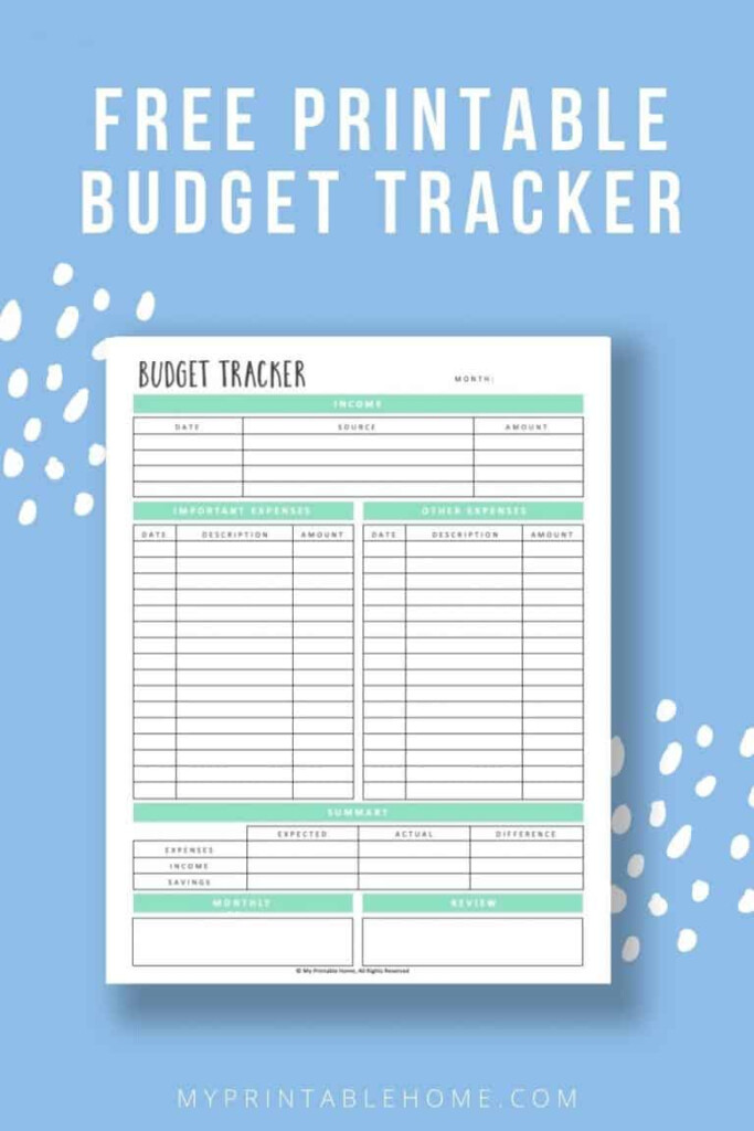 Monthly Budget Tracker My Printable Home