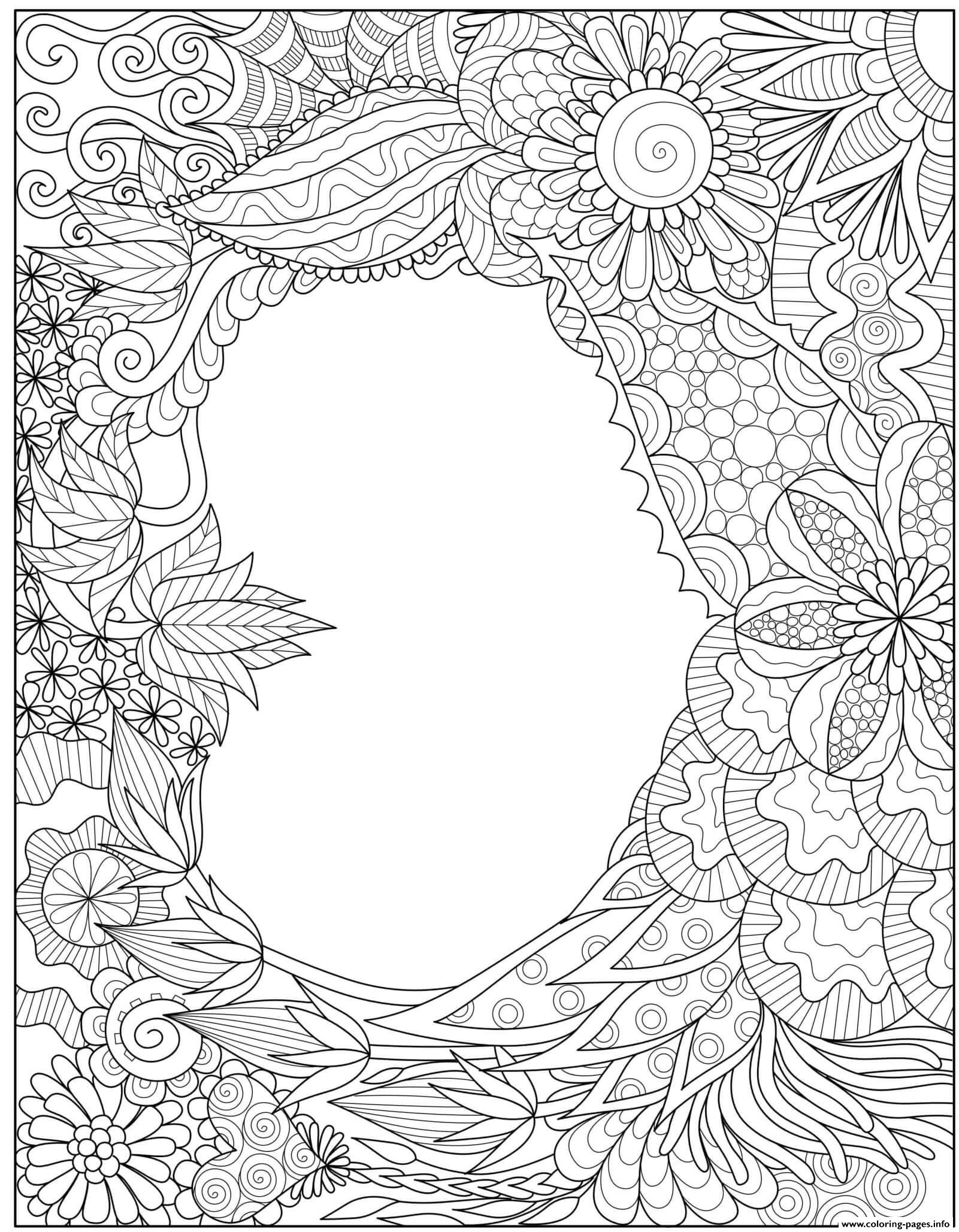 Mothers Day Heart Intricate Doodle Border Coloring Page Printable