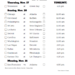 Mountain Time Week 11 NFL Schedule 2022 Printable