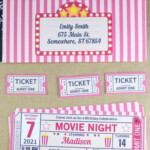 Movie Night Invitation Printable RED Ticket Stub Vintage Press