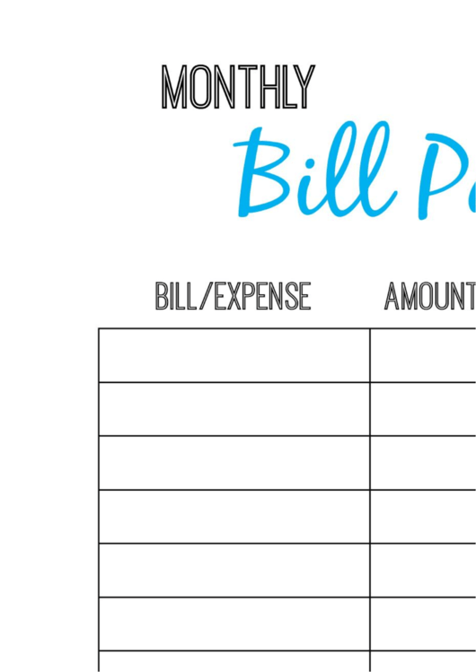 Multicolor Monthly Bill Payment Checklist Printable Pdf Download