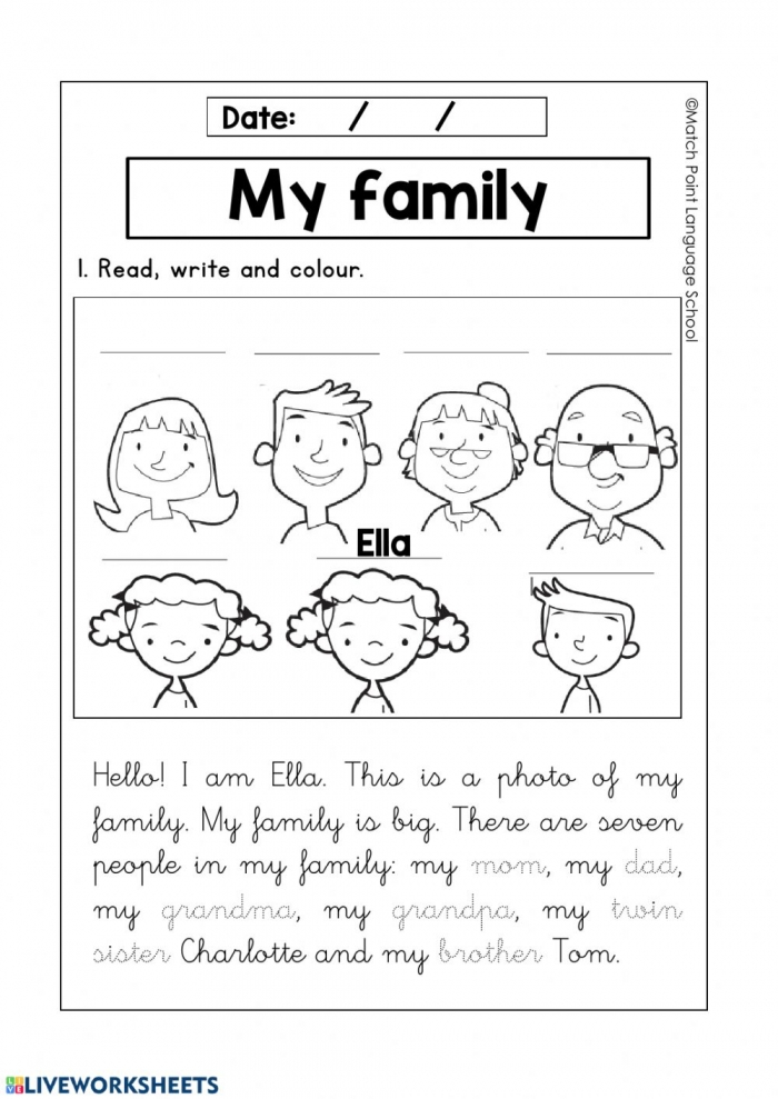 My Family Worksheets 99Worksheets