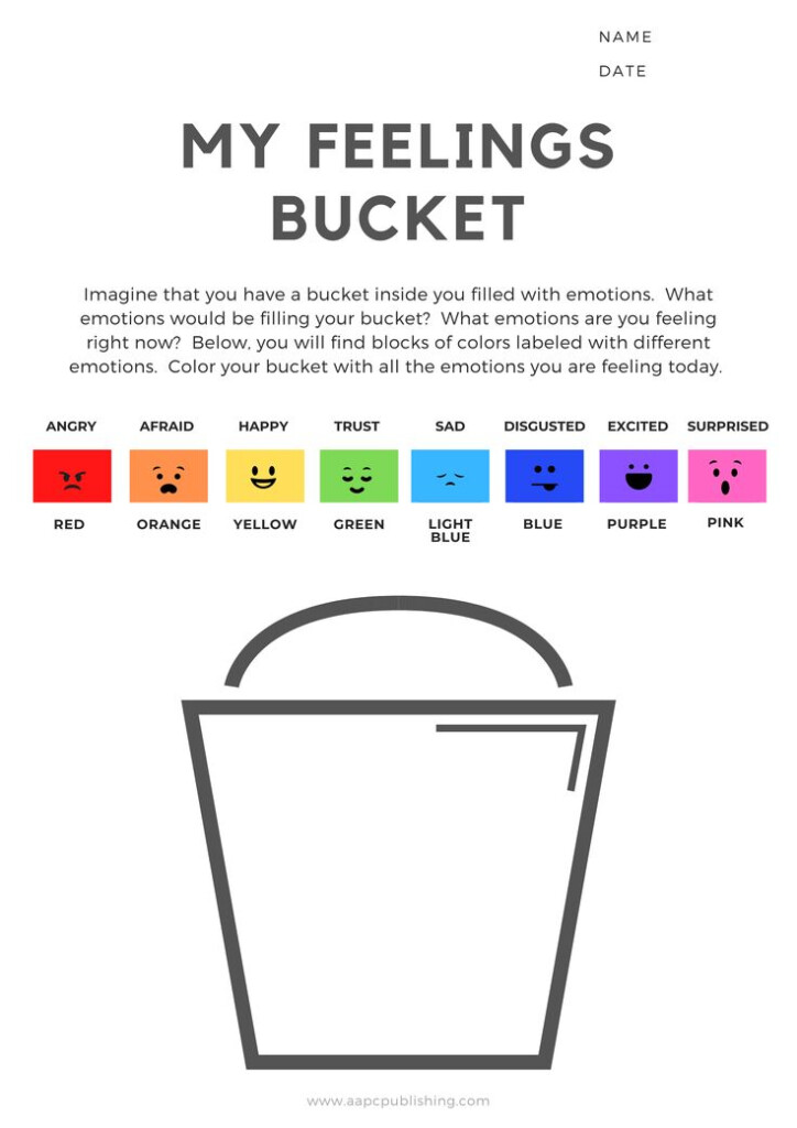 My Feelings Bucket Worksheet Visual Expression Of Emotions AAPC 