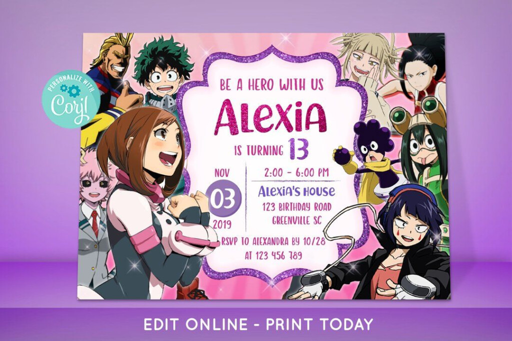 My Hero Academia Birthday Invitation Printable Print Me Pretty 