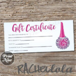 Nail Polish Gift Certificate Printable Instant Download Printable