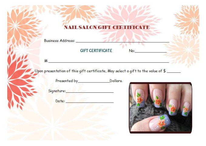 Nail Salon Gift Certificates Gift Certificate Template Certificate