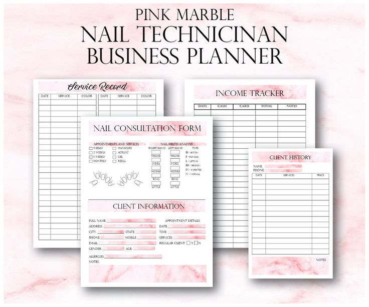 Nail Technician Forms Pink Nail Artist Client Forms Nail Technician 