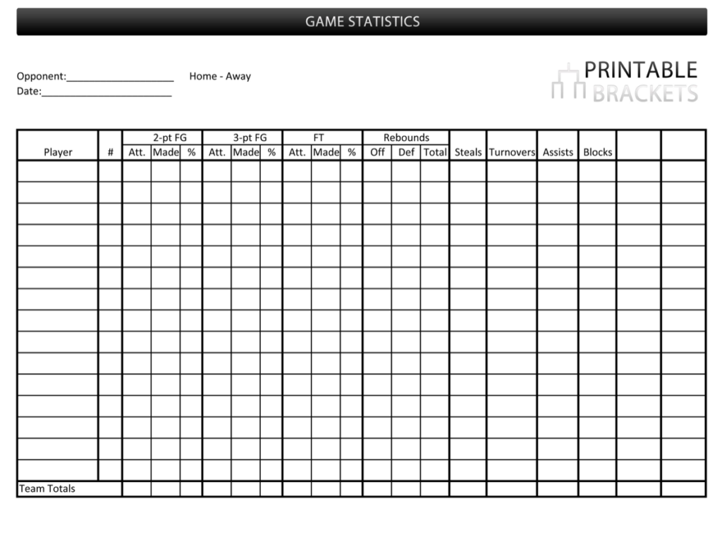 NBA Score Sheet Printable NBA Score Sheet