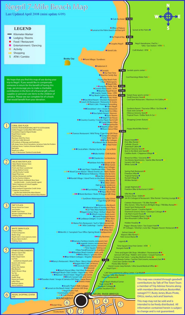 Negril Hotels And Sightseeings Map