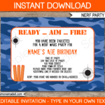 Nerf Printables Blue Camo Editable Birthday Party Templates
