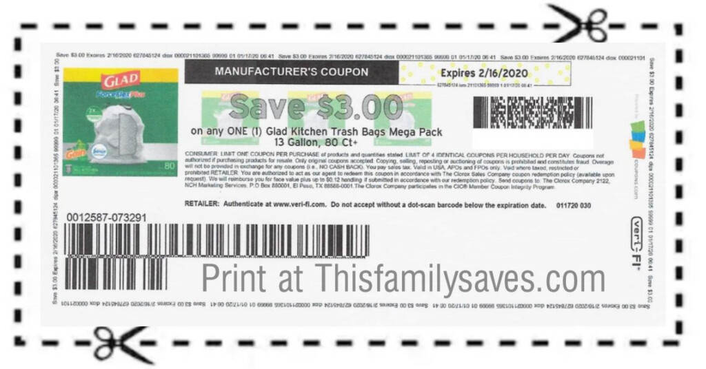 New HOT 3 1 Glad Kitchen Trash Bags Coupon Click To Print 