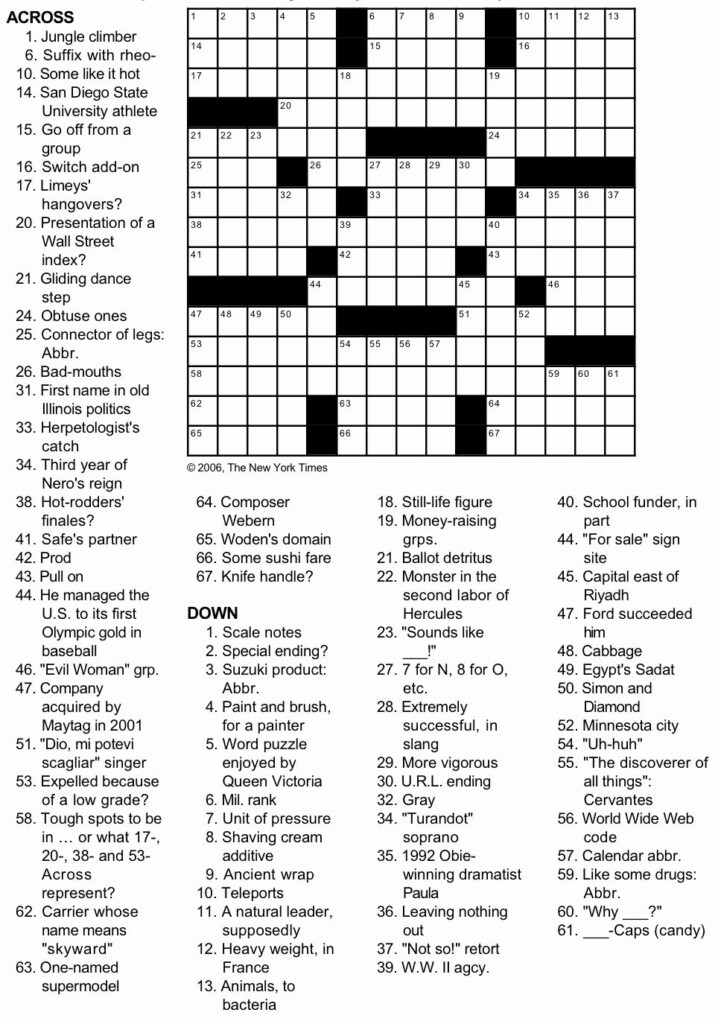 New York Times Sunday Crossword Printable