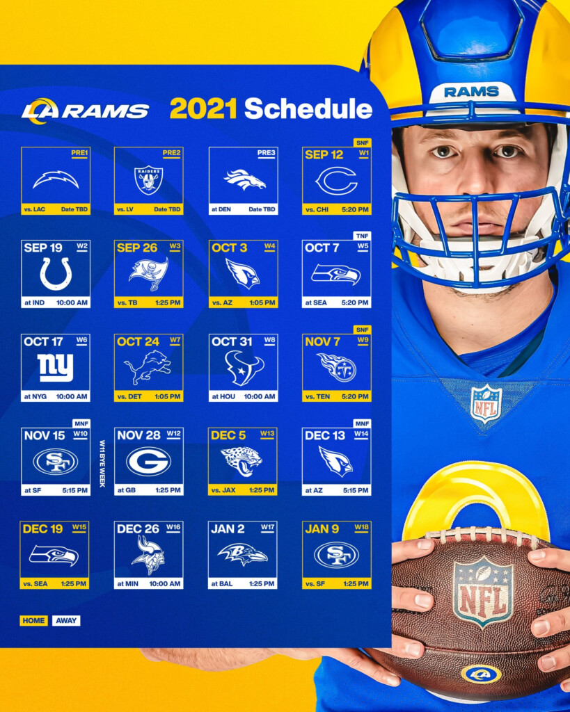 NFL Los Angeles Rams Official 2021 Schedule Revealed FreePrintable.me