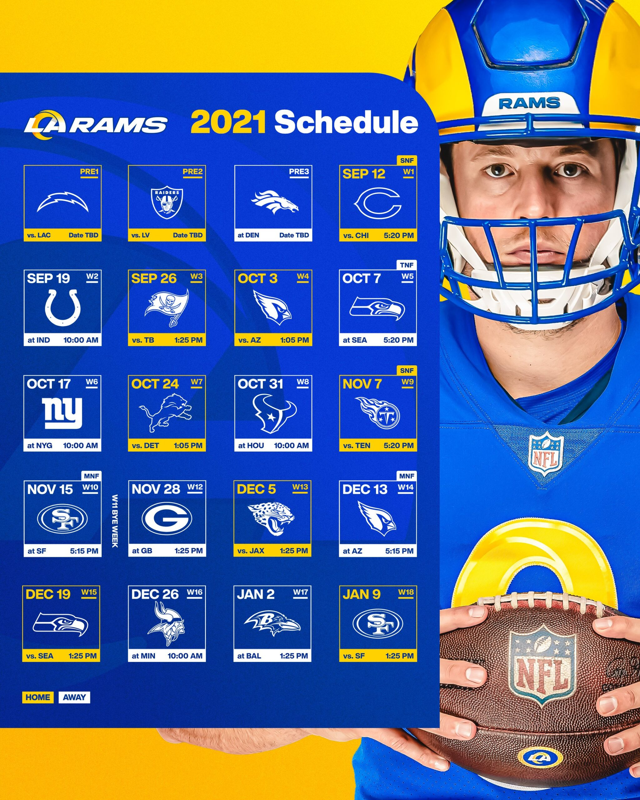 NFL Los Angeles Rams Official 2021 Schedule Revealed