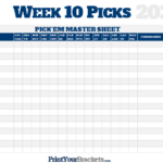 NFL Week 10 Picks Master Sheet Grid 2022