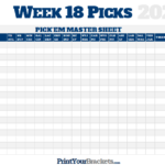 NFL Week 18 Picks Master Sheet Grid 2022