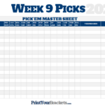 NFL Week 9 Picks Master Sheet Grid 2022