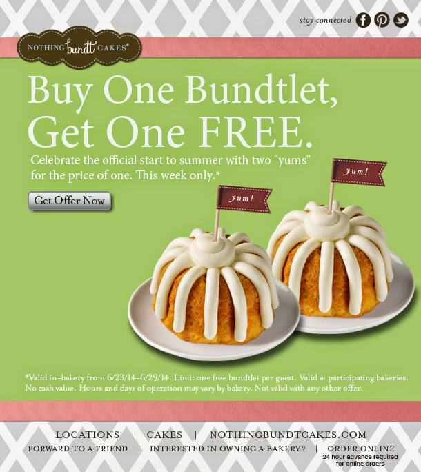 Nothing Bundt Cakes Coupon Buy One Get One Free GreenStarCandy