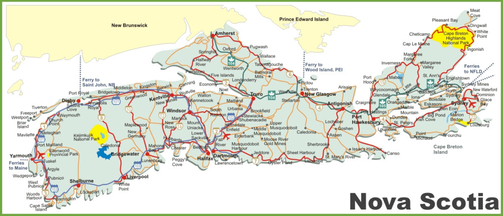 Nova Scotia Road Map