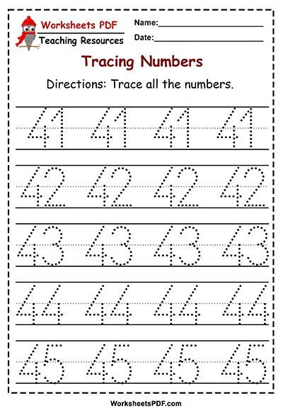 Numbers 1 50 Tracing Worksheets Worksheets PDF Kids Math Worksheets 